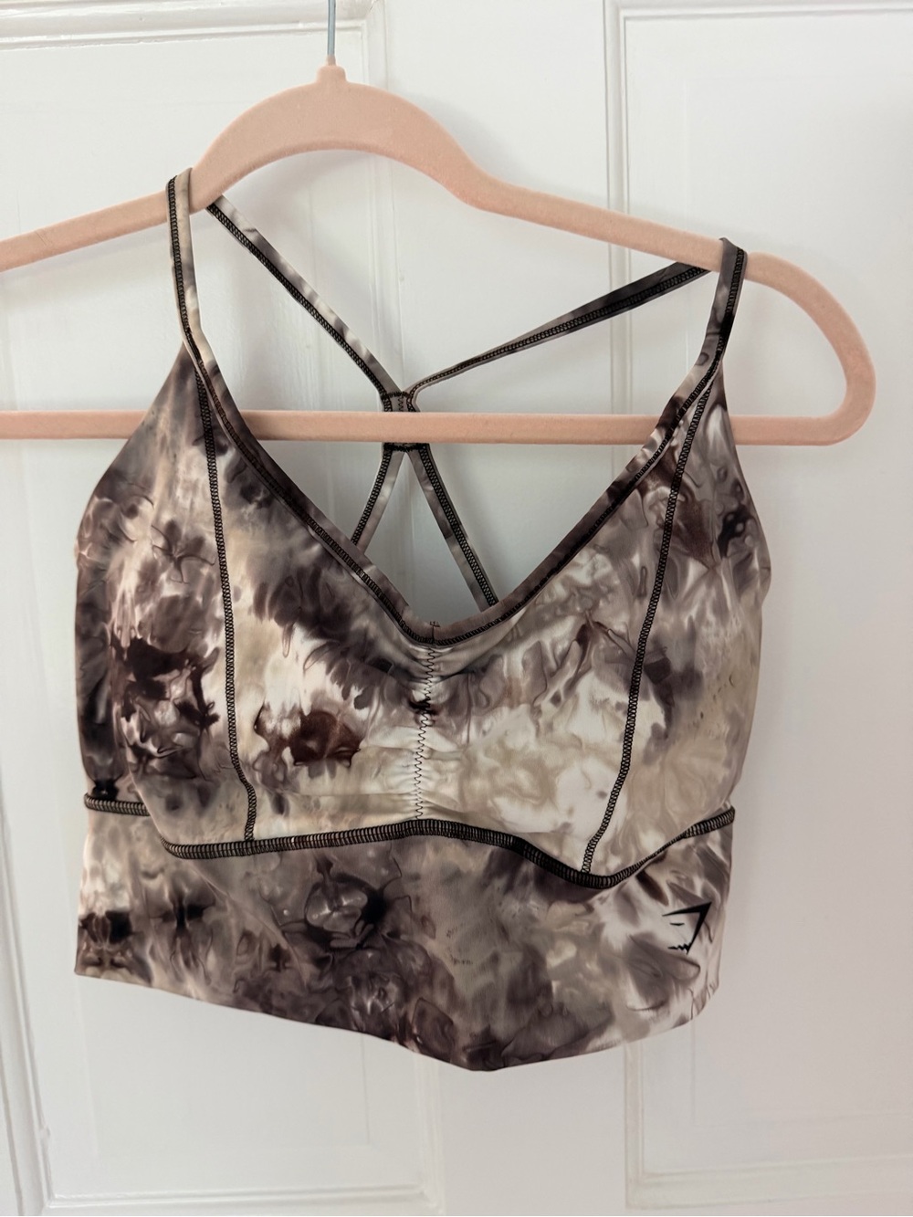 Gymshark Tie-Dye set Sports Bra and leggings in Taupe and Beige,